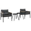 vidaXL 4 Piece Balcony Furniture Set with Cushions Black Steel