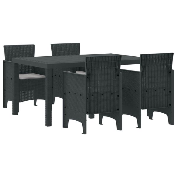 vidaXL Garden Dining Set 5 pcs Anthracite Polt rattan