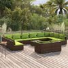 vidaXL 13 Piece Garden Lounge Set with Cushions Brown Poly Rattan