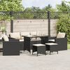 vidaXL 6 Piece Garden Sofa Set with Cushions Black Poly Rattan