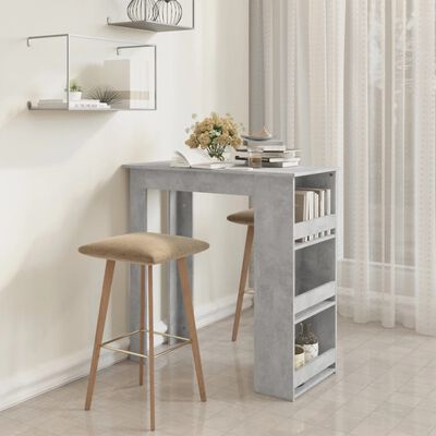 vidaXL Bar Table with Storage Rack Concrete Grey 102x50x103.5 cm