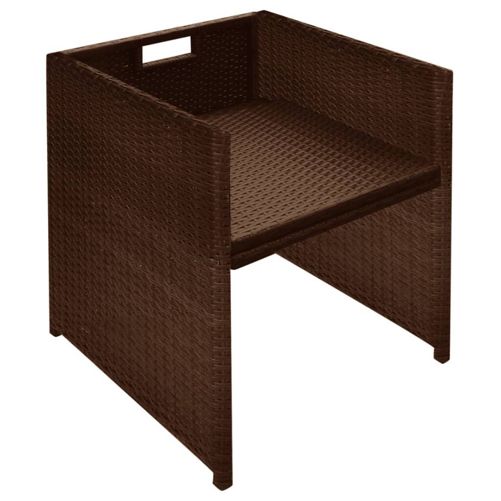 vidaXL 3 Piece Bistro Set with Cushions Poly Rattan Brown