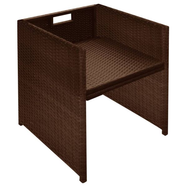 vidaXL 3 Piece Bistro Set with Cushions Poly Rattan Brown