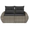 vidaXL Garden Sofa with Cushions 2-Seater Grey Poly Rattan