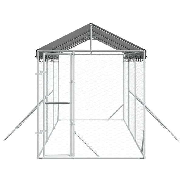 vidaXL Outdoor Dog Kennel with Roof Silver 2x6x2.5 m Galvanised Steel