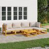 vidaXL 6 Piece Garden Lounge Set with Light Grey Cushions Solid Wood