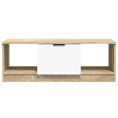 vidaXL Coffee Table White and Sonoma Oak 102x50x36 cm Engineered Wood