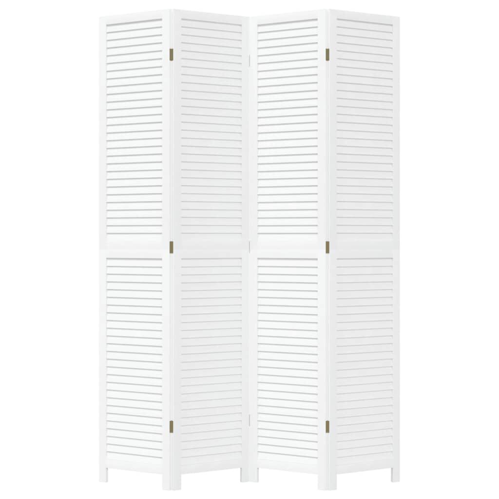 vidaXL Room Divider 4 Panels White Solid Wood Paulownia