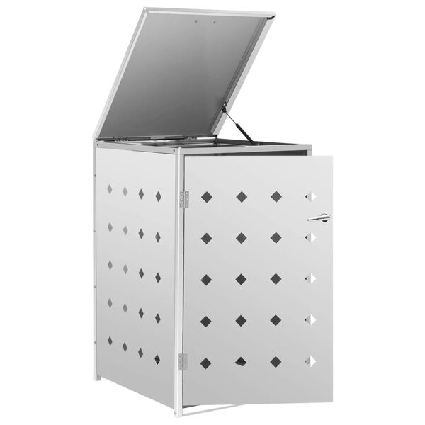 vidaXL Single Wheelie Bin Shed 240 L Stainless Steel