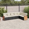 vidaXL 7 Piece Garden Sofa Set with Cushions Black Poly Rattan