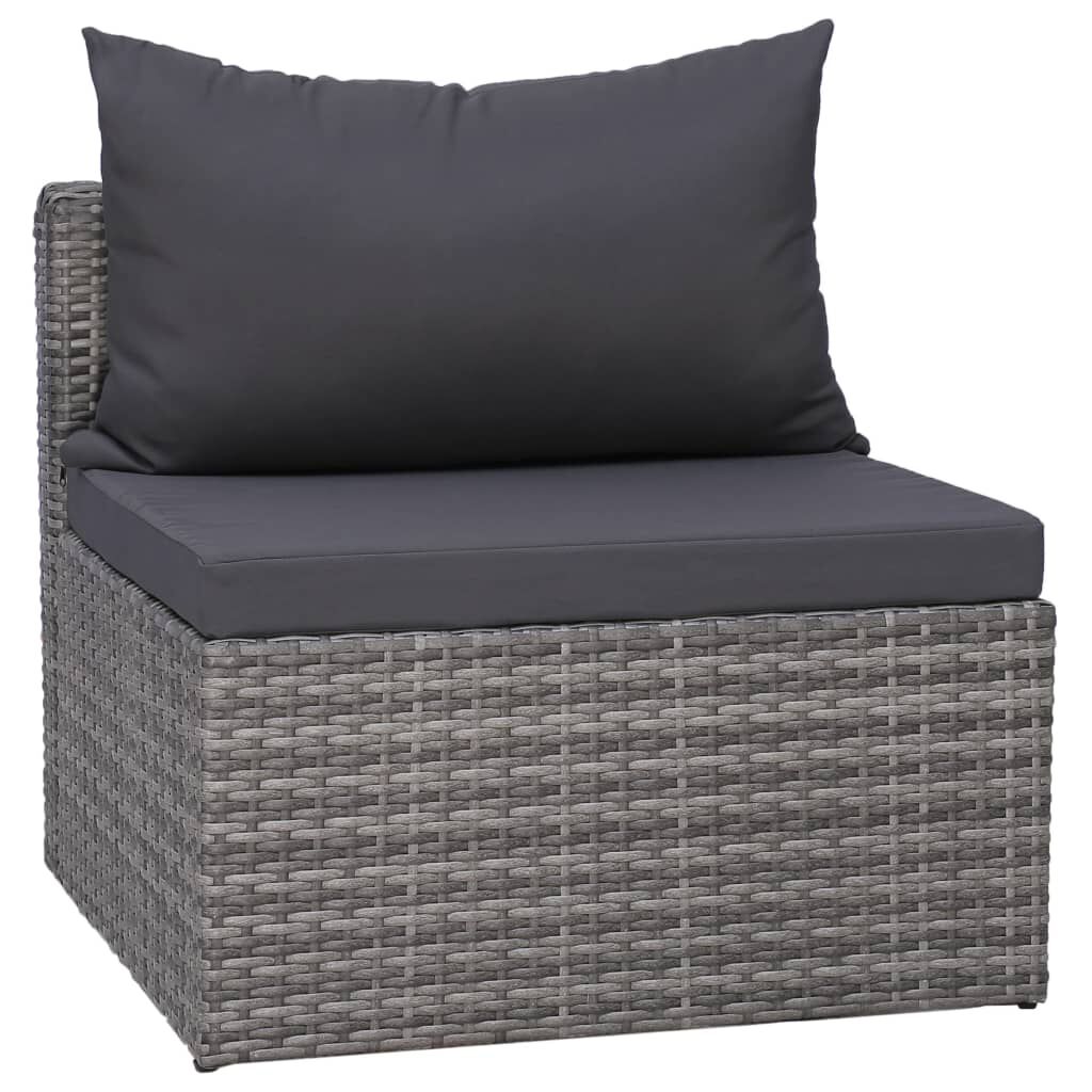 vidaXL 10 Piece Garden Lounge Set with Cushions Poly Rattan Grey