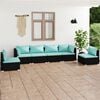 vidaXL 6 Piece Garden Lounge Set with Cushions Poly Rattan Black