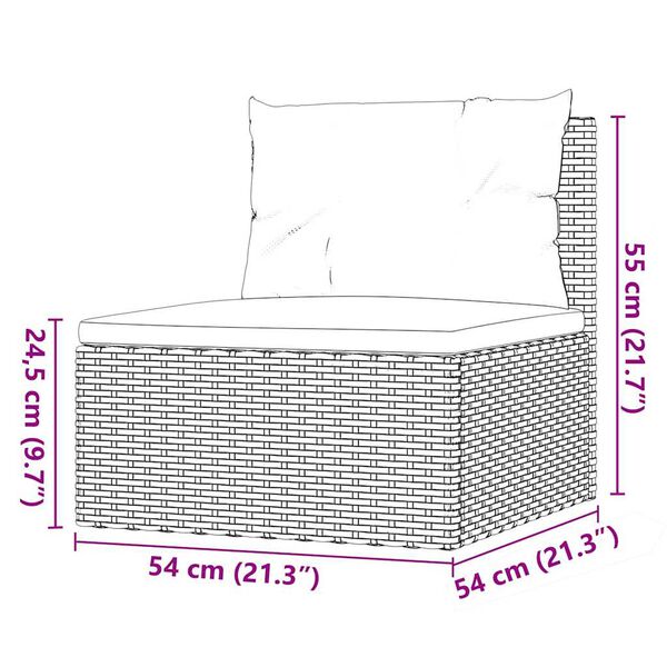 vidaXL 3 Piece Garden Lounge Set with Cushions Grey Poly Rattan
