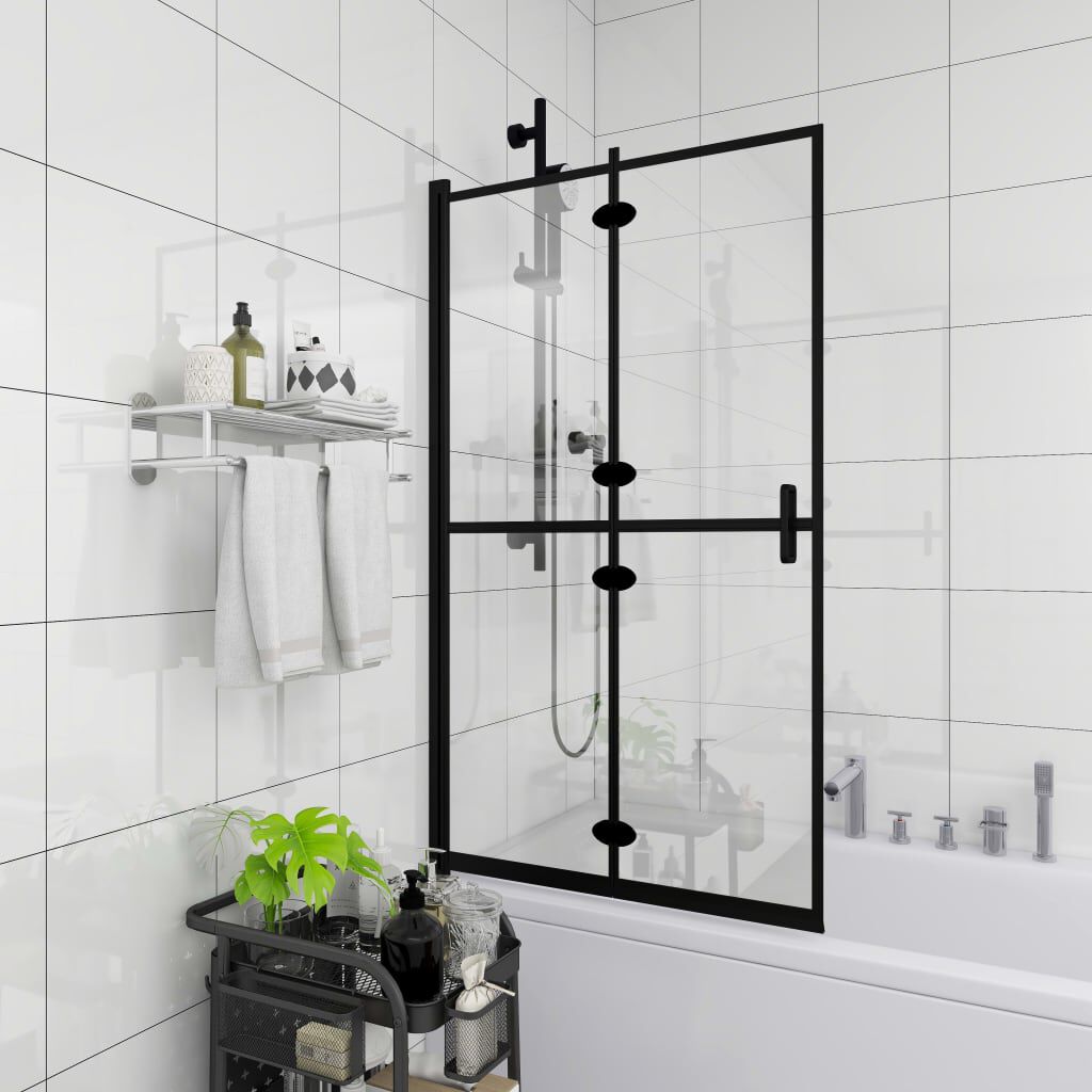 vidaXL Folding Shower Enclosure ESG 100x140 cm Black