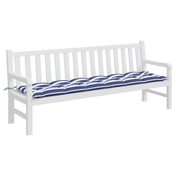 vidaXL Garden Bench Cushion Blue&White Stripe 200x50x7 cm Fabric