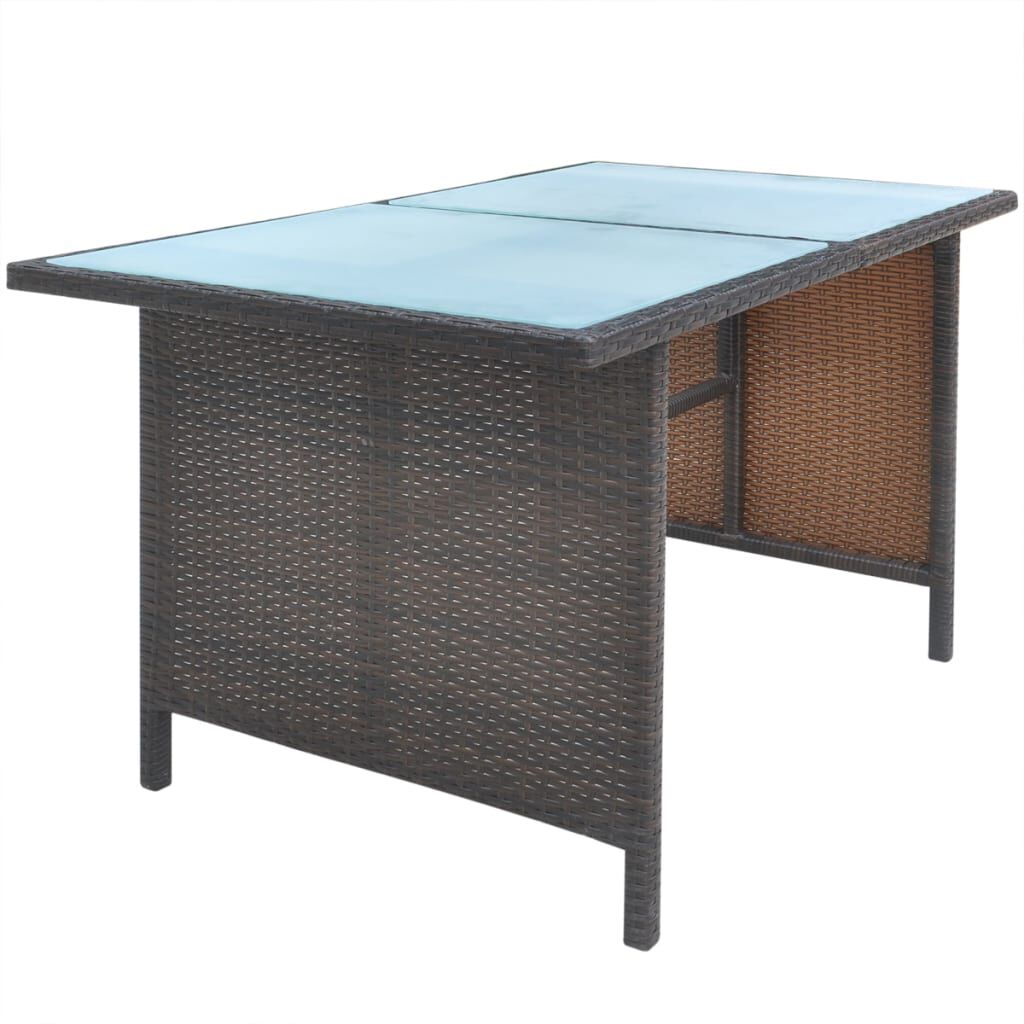 vidaXL 6 Piece Outdoor Dining Set with Cushions Poly Rattan Brown