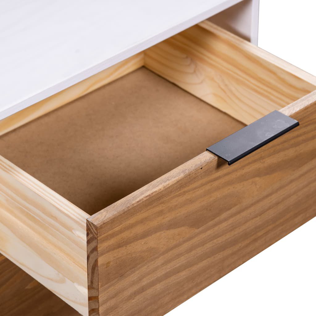 vidaXL Book Cabinet New York White and Light Wood Solid Pine Wood