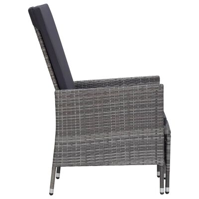 vidaXL 3 Piece Garden Lounge Set with Cushions Poly Rattan Grey