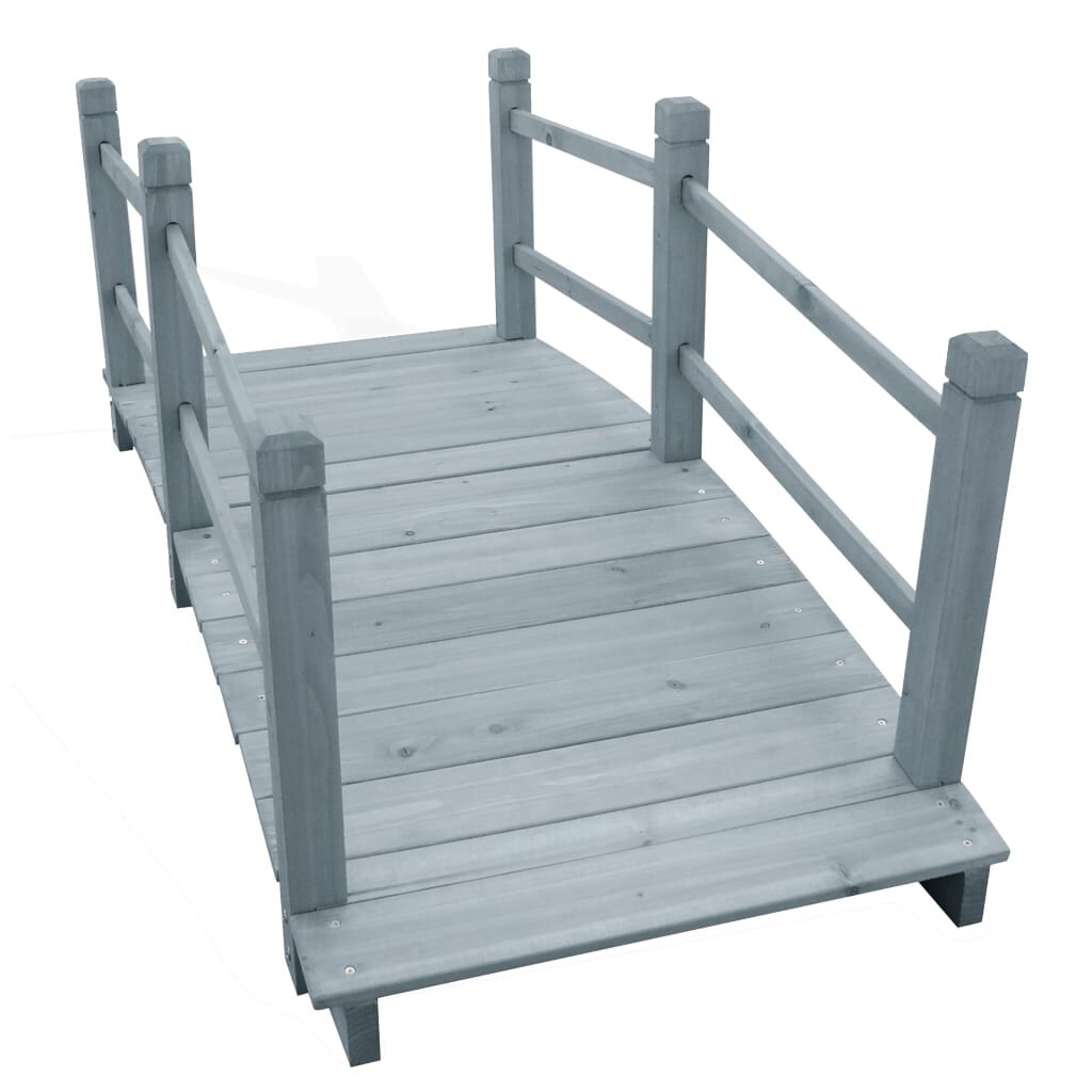 vidaXL Garden Bridge Grey 140x60x56 cm Solid Firwood