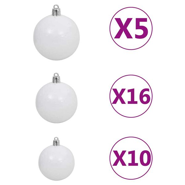 vidaXL Artificial Hinged Christmas Tree 300 LEDs & Ball Set 210 cm