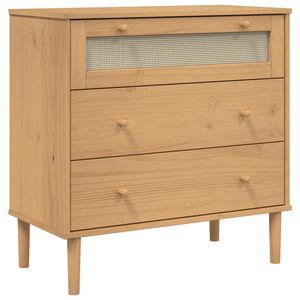 vidaXL Drawer Cabinet SENJA Rattan Look Brown 80x40x80 cm Solid Wood Pine
