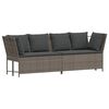vidaXL Garden Sofa with Cushions Grey Poly Rattan
