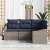 vidaXL Sofa Set with Cushion 4 pcs Grey Poly Rattan