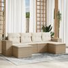 vidaXL 6 Piece Garden Sofa Set with Cushions Beige Poly Rattan