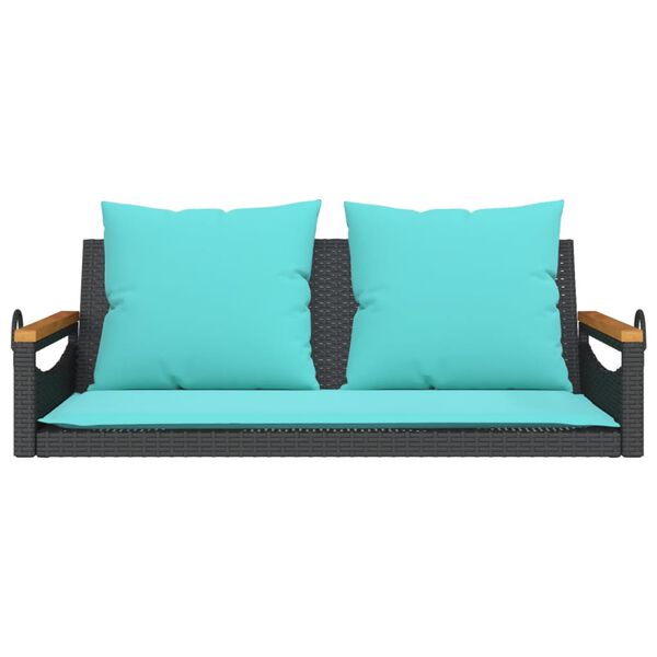vidaXL Swing Bench with Cushions Black 109x62x40 cm Poly Rattan