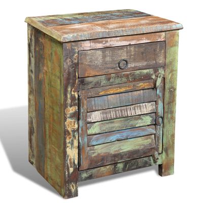 vidaXL End Table with 1 Drawer 1 Door Reclaimed Wood