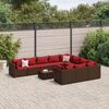 vidaXL 11 Piece Garden Sofa Set with Cushions Brown Poly Rattan