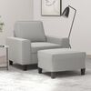 vidaXL Sofa Chair with Footstool Light Grey 60 cm Microfibre Fabric