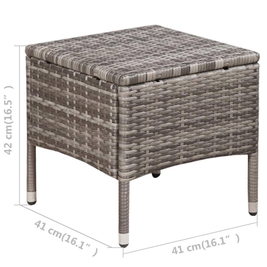 vidaXL 3 Piece Bistro Set Poly Rattan Grey