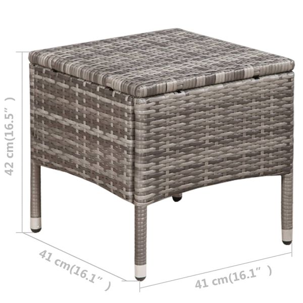 vidaXL 3 Piece Bistro Set Poly Rattan Grey