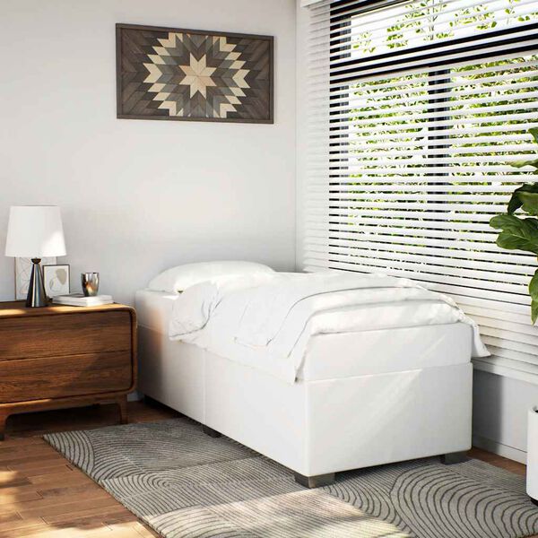 vidaXL Bed Frame without Mattress White Twin Faux Leather