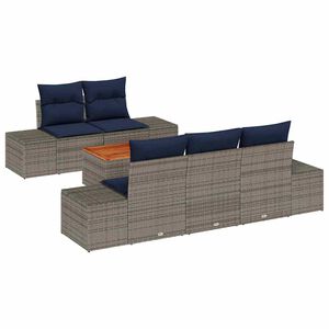 vidaXL Garden Sofa Set with Cushion 6 pcs Grey Poly Rattan
