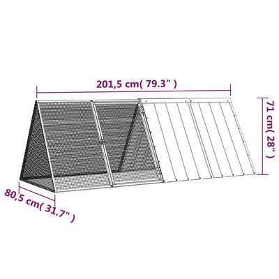 vidaXL Rabbit Cage Anthracite 201.5x80.5x71 cm Galvanised Steel