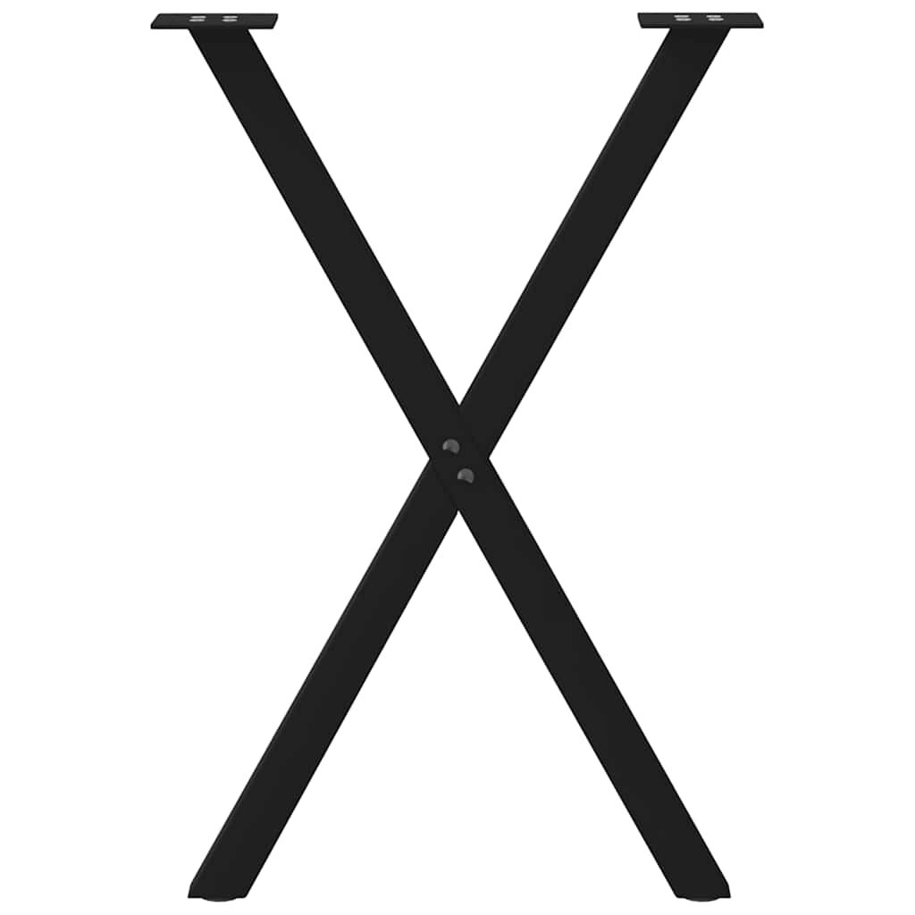 vidaXL Dining Table Legs X-Shaped 2 pcs Black 57x(72-73) cm Steel