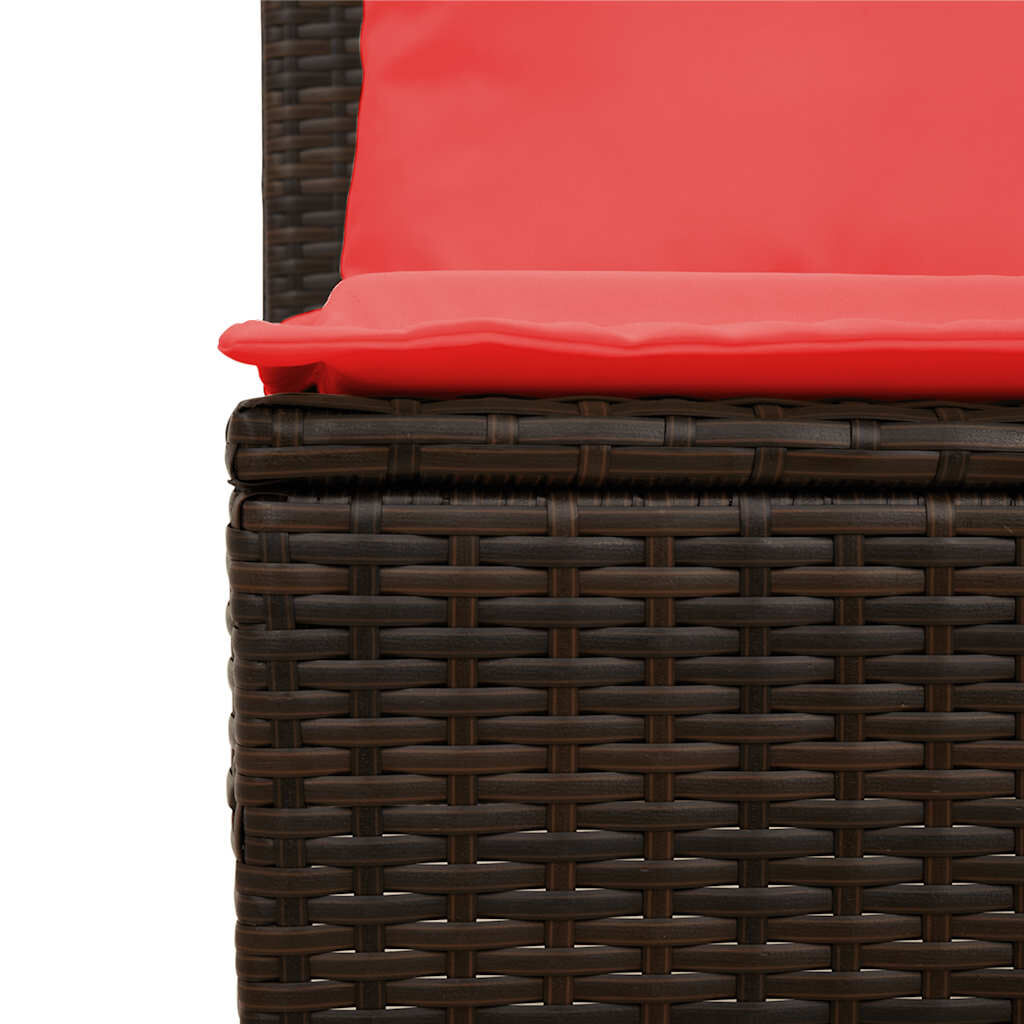 vidaXL 3 Piece Garden Dining Set with Cushions Brown Poly Rattan