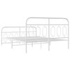 vidaXL Metal Bed Frame without Mattress with Footboard White 150x200cm