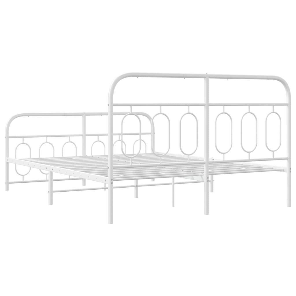 vidaXL Metal Bed Frame without Mattress with Footboard White 150x200cm