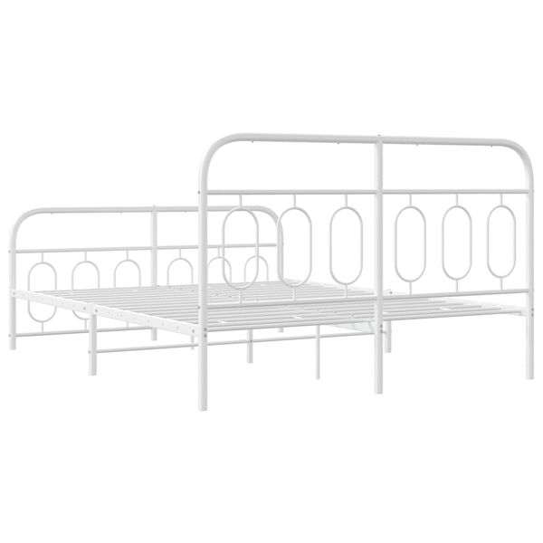 vidaXL Metal Bed Frame without Mattress with Footboard White 150x200cm