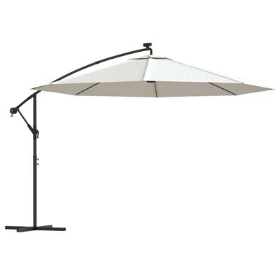 vidaXL Cantilever Garden Parasol with LED Lights and Metal Pole 350 cm Sand