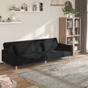 vidaXL 2-Seater Sofa Bed with Two Pillows Black Fabric