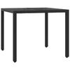 vidaXL 3 Piece Garden Dining Set with Cushions Black Poly Rattan