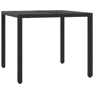 vidaXL 3 Piece Garden Dining Set with Cushions Black Poly Rattan