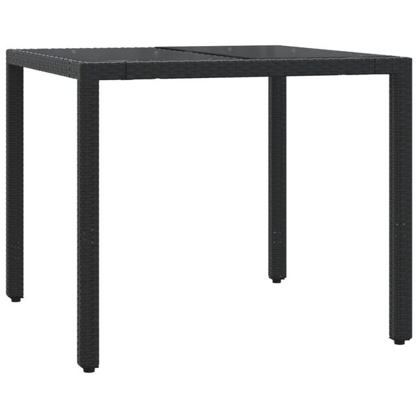 vidaXL 3 Piece Garden Dining Set with Cushions Black Poly Rattan
