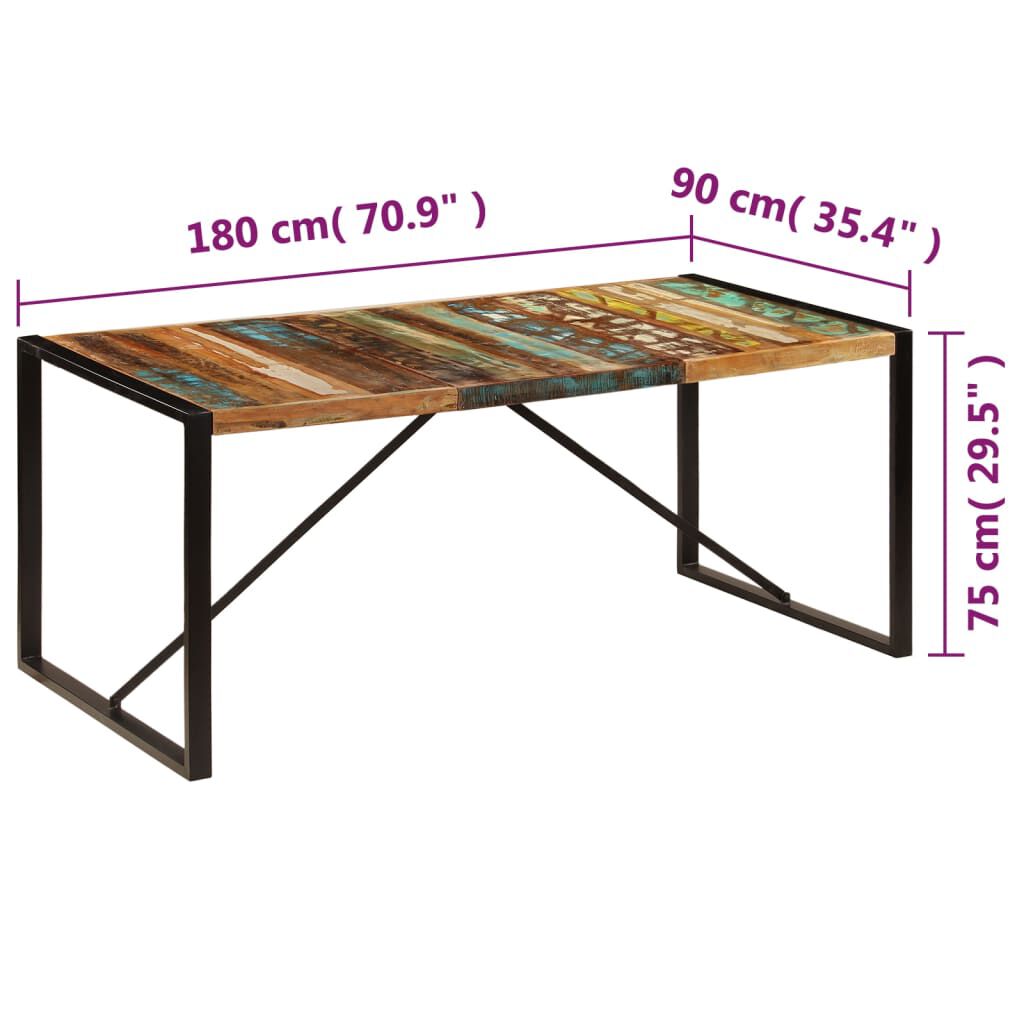 vidaXL Dining Table 180x90x75 cm Solid Reclaimed Wood
