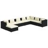 vidaXL 8 Piece Garden Lounge Set with Cushions Poly Rattan Black