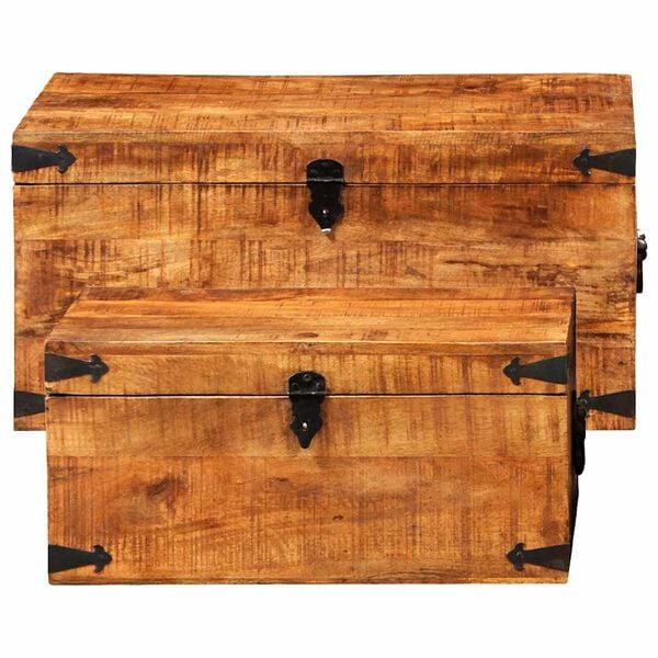 vidaXL Storage Chest Set 2 Pieces Rough Mango Wood